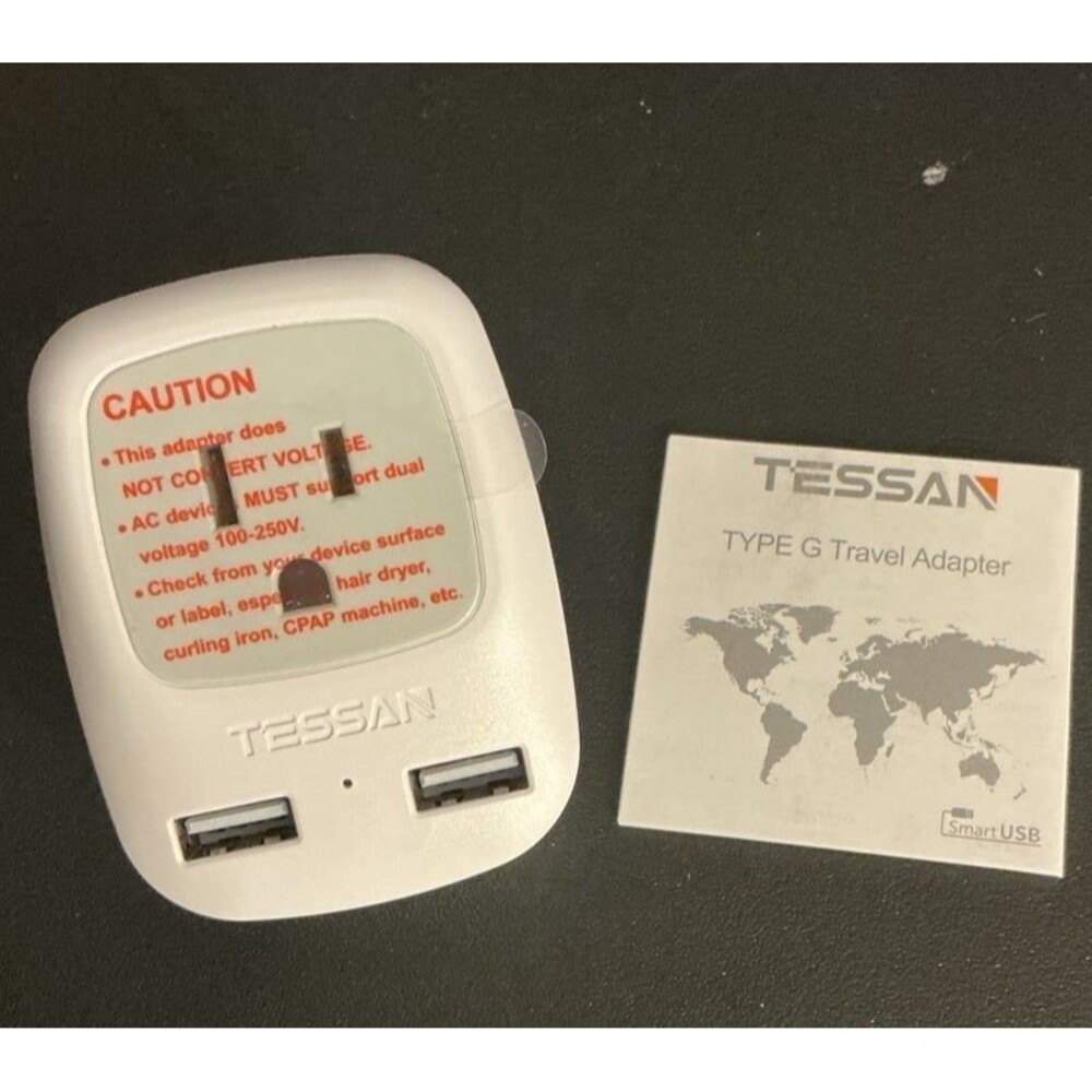 TESSAN TRAVEL ADAPTER Electric Plug USB Charger Country Type G UK NEW